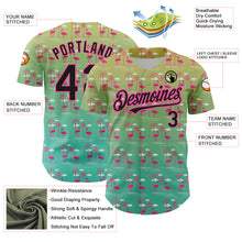 Laden Sie das Bild in den Galerie-Viewer, Custom Green Black-Pink 3D Pattern Design Tropical Hawaii Palm Trees And Flamingo Authentic Baseball Jersey
