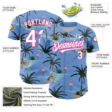 Загрузить изображение в средство просмотра галереи, Custom Light Blue White-Pink 3D Pattern Design Tropical Hawaii Palm Trees Authentic Baseball Jersey
