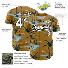 Charger l&#39;image dans la galerie, Custom Old Gold White-Black 3D Pattern Design Tropical Hawaii Palm Trees Authentic Baseball Jersey
