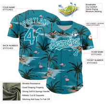 Laden Sie das Bild in den Galerie-Viewer, Custom Teal White 3D Pattern Design Tropical Hawaii Palm Trees Authentic Baseball Jersey
