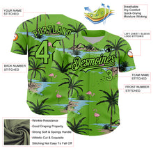 Загрузить изображение в средство просмотра галереи, Custom Neon Green Black 3D Pattern Design Tropical Hawaii Palm Trees Authentic Baseball Jersey
