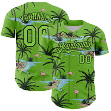 Загрузить изображение в средство просмотра галереи, Custom Neon Green Black 3D Pattern Design Tropical Hawaii Palm Trees Authentic Baseball Jersey
