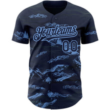 Загрузить изображение в средство просмотра галереи, Custom Navy Light Blue 3D Pattern Design Mountain Authentic Baseball Jersey
