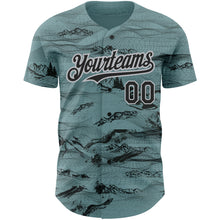 Charger l&#39;image dans la galerie, Custom Green Black Gray 3D Pattern Design Mountain Authentic Baseball Jersey
