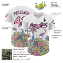 Load image into Gallery viewer, Custom White Medium Pink-Navy 3D Pattern Design Colorful Flowers And Mushrooms Psychedelic Hallucination Authentic Baseball Jersey
