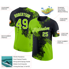 Загрузить изображение в средство просмотра галереи, Custom Neon Green Black-White 3D Pattern Design Abstract Brush Stroke Performance T-Shirt
