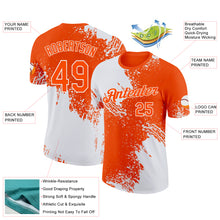 Charger l&#39;image dans la galerie, Custom White Orange 3D Pattern Design Abstract Brush Stroke Performance T-Shirt
