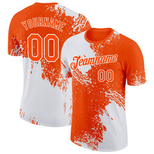 Загрузить изображение в средство просмотра галереи, Custom White Orange 3D Pattern Design Abstract Brush Stroke Performance T-Shirt
