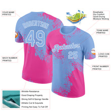 Load image into Gallery viewer, Custom Pink Light Blue-White 3D Pattern Design Abstract Brush Stroke Performance T-Shirt
