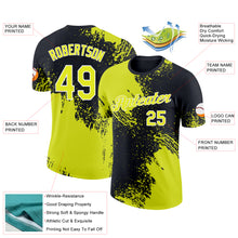 Загрузить изображение в средство просмотра галереи, Custom Neon Yellow Black-White 3D Pattern Design Abstract Brush Stroke Performance T-Shirt
