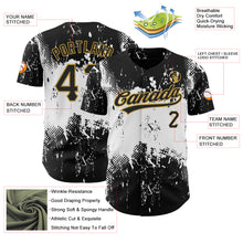 Charger l&#39;image dans la galerie, Custom Black White-Old Gold 3D Pattern Design Abstract Splatter Grunge Art Authentic Baseball Jersey
