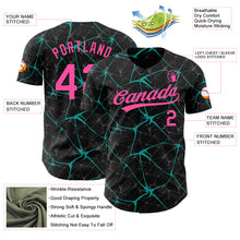 Charger l&#39;image dans la galerie, Custom Black Pink-Aqua 3D Pattern Design Abstract Network Authentic Baseball Jersey
