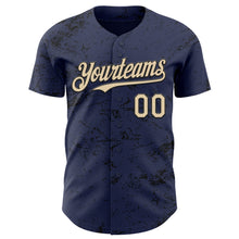 Load image into Gallery viewer, Custom Navy City Cream-Black 3D Pattern Design Abstract Splatter Texture Authentic Baseball Jersey
