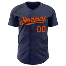 Charger l&#39;image dans la galerie, Custom Navy Orange-Black 3D Pattern Design Abstract Splatter Texture Authentic Baseball Jersey
