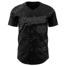 Charger l&#39;image dans la galerie, Custom Black Steel Gray 3D Pattern Design Abstract Splatter Texture Authentic Baseball Jersey
