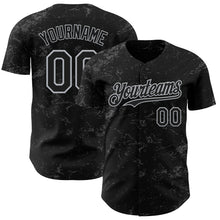 Charger l&#39;image dans la galerie, Custom Black Gray-Steel Gray 3D Pattern Design Abstract Splatter Texture Authentic Baseball Jersey
