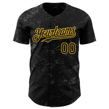 Charger l&#39;image dans la galerie, Custom Black Gold-Steel Gray 3D Pattern Design Abstract Splatter Texture Authentic Baseball Jersey
