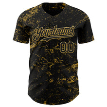 Charger l&#39;image dans la galerie, Custom Black Old Gold 3D Pattern Design Abstract Splatter Texture Authentic Baseball Jersey
