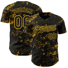 Charger l&#39;image dans la galerie, Custom Black Gold 3D Pattern Design Abstract Splatter Texture Authentic Baseball Jersey
