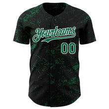 Charger l&#39;image dans la galerie, Custom Black Kelly Green-White 3D Pattern Design Abstract Splatter Texture Authentic Baseball Jersey
