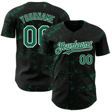 Charger l&#39;image dans la galerie, Custom Black Kelly Green-White 3D Pattern Design Abstract Splatter Texture Authentic Baseball Jersey
