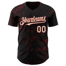 Charger l&#39;image dans la galerie, Custom Black City Cream-Crimson 3D Pattern Design Abstract Splatter Texture Authentic Baseball Jersey
