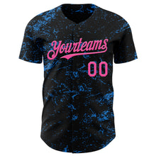 Charger l&#39;image dans la galerie, Custom Black Pink-Electric Blue 3D Pattern Design Abstract Splatter Texture Authentic Baseball Jersey
