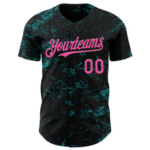 Загрузить изображение в средство просмотра галереи, Custom Black Pink-Teal 3D Pattern Design Abstract Splatter Texture Authentic Baseball Jersey
