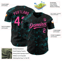 Загрузить изображение в средство просмотра галереи, Custom Black Pink-Teal 3D Pattern Design Abstract Splatter Texture Authentic Baseball Jersey
