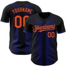 Load image into Gallery viewer, Custom Black Orange-Thunder Blue 3D Pattern Design Geometric Shapes Authentic Baseball Jersey
