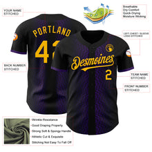 Load image into Gallery viewer, Custom Black Gold-Purple 3D Pattern Design Geometric Shapes Authentic Baseball Jersey
