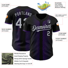 Load image into Gallery viewer, Custom Black Gray-Purple 3D Pattern Design Geometric Shapes Authentic Baseball Jersey
