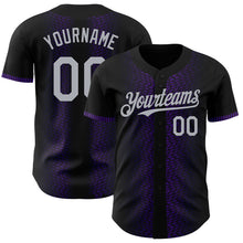 Load image into Gallery viewer, Custom Black Gray-Purple 3D Pattern Design Geometric Shapes Authentic Baseball Jersey
