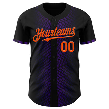 Custom Black Orange-Purple 3D Pattern Design Geometric Shapes Authentic Baseball Jersey