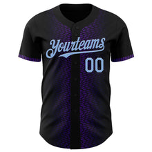 Load image into Gallery viewer, Custom Black Light Blue-Purple 3D Pattern Design Geometric Shapes Authentic Baseball Jersey
