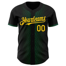 Load image into Gallery viewer, Custom Black Yellow-Kelly Green 3D Pattern Design Geometric Shapes Authentic Baseball Jersey
