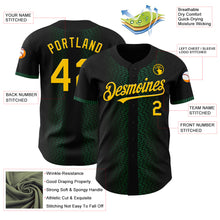 Load image into Gallery viewer, Custom Black Yellow-Kelly Green 3D Pattern Design Geometric Shapes Authentic Baseball Jersey
