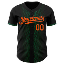 Load image into Gallery viewer, Custom Black Orange-Kelly Green 3D Pattern Design Geometric Shapes Authentic Baseball Jersey
