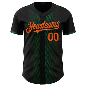 Custom Black Orange-Kelly Green 3D Pattern Design Geometric Shapes Authentic Baseball Jersey