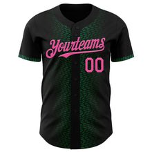 Load image into Gallery viewer, Custom Black Pink-Kelly Green 3D Pattern Design Geometric Shapes Authentic Baseball Jersey
