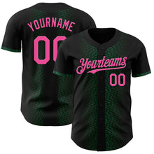 Load image into Gallery viewer, Custom Black Pink-Kelly Green 3D Pattern Design Geometric Shapes Authentic Baseball Jersey
