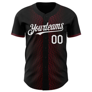 Custom Black White-Burgundy 3D Pattern Design Geometric Shapes Authentic Baseball Jersey