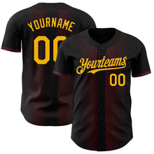 Load image into Gallery viewer, Custom Black Gold-Burgundy 3D Pattern Design Geometric Shapes Authentic Baseball Jersey
