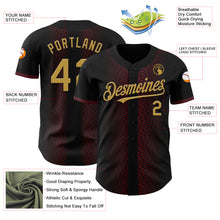 Load image into Gallery viewer, Custom Black Old Gold-Burgundy 3D Pattern Design Geometric Shapes Authentic Baseball Jersey
