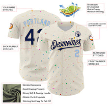 Load image into Gallery viewer, Custom Cream Navy-Light Blue 3D Pattern Design Confetti Authentic Baseball Jersey
