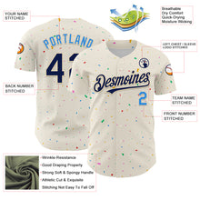 Load image into Gallery viewer, Custom Cream Navy-Electric Blue 3D Pattern Design Confetti Authentic Baseball Jersey
