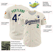 Load image into Gallery viewer, Custom Cream Navy-Kelly Green 3D Pattern Design Confetti Authentic Baseball Jersey
