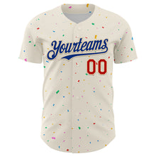 Load image into Gallery viewer, Custom Cream Royal-Red 3D Pattern Design Confetti Authentic Baseball Jersey
