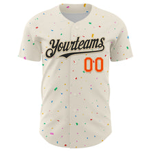 Load image into Gallery viewer, Custom Cream Black-Orange 3D Pattern Design Confetti Authentic Baseball Jersey
