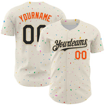 Load image into Gallery viewer, Custom Cream Black-Orange 3D Pattern Design Confetti Authentic Baseball Jersey
